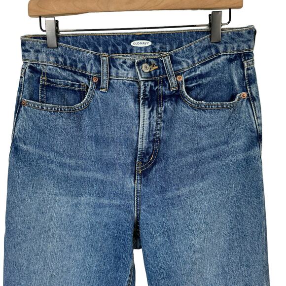 Old Navy Size 8 Sky Hi Straight Extra High Rise 100% Cotton Rigid Jeans - Picture 4 of 7